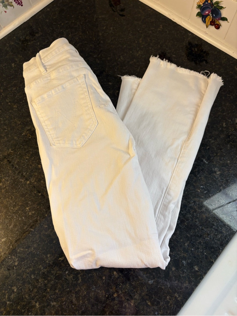 MOTHER The Hustler Ankle Fray in White